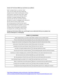 Sonnet 18, The Sonnet (What you read when you audition) Shall I