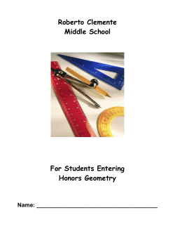 Honors Geometry Summer Review Assignment