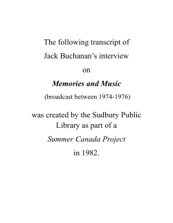 The following transcript of Jack Buchanan`s interview on