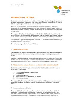 DEFAMATION IN VICTORIA - Environmental Justice Australia
