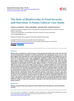The Role of Biodiversity in Food Security and Nutrition: A Potato