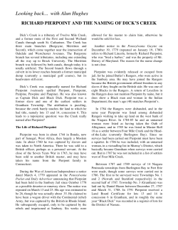 Richard Pierpoint and the Naming of Dick`s Creek