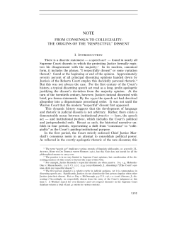 from consensus to collegiality: the origins of the “respectful” dissent