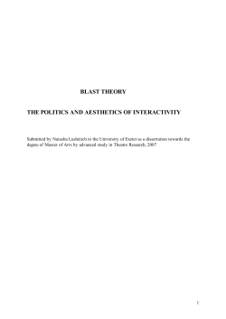 Blast Theory The Politics and Aesthetics of Interactivity