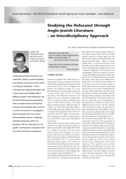 Studying the Holocaust through Anglo-Jewish Literature