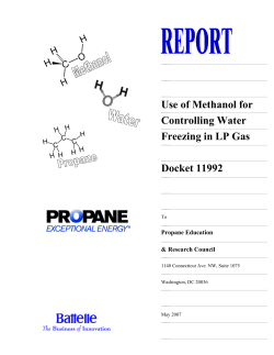 Use of Methanol for Controlling Water Freezing in