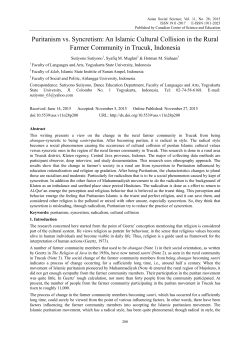 Puritanism vs. Syncretism: An Islamic Cultural Collision in the Rural