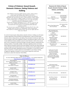 Crimes of Violence: Sexual Assault, Domestic Violence, Dating