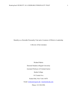 Humility as a Desirable Personality Trait and a