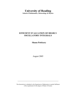 Integral 2 - University of Reading