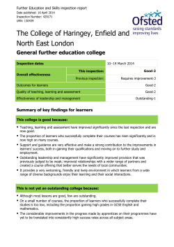 Inspection report - The College of Haringey, Enfield and North East