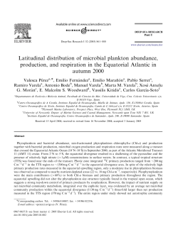 Latitudinal distribution of microbial plankton abundance, production