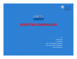 UNIT-I HOSPITAL FORMULARY