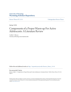 Components of a Proper Warm-up For Active Adolescents: A