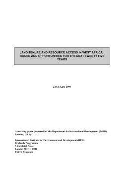 LAND TENURE AND RESOURCE ACCESS IN WEST AFRICA