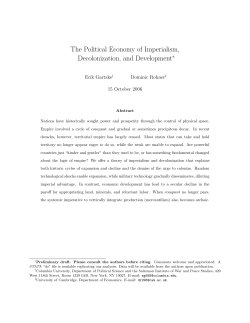 The Political Economy of Imperialism, Decolonization, and