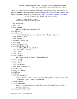 Biographical Files - Kathryn A. Martin Library