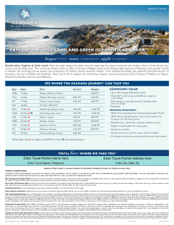 EXPLORE THE HOLY LAND AND GREEK ISLES WITH AZAMARA