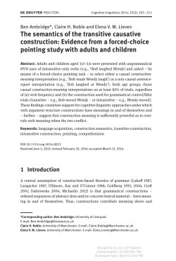 The semantics of the transitive causative construction: Evidence