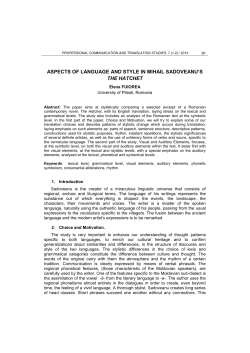 aspects of language and style in mihail sadoveanu`s the hatchet
