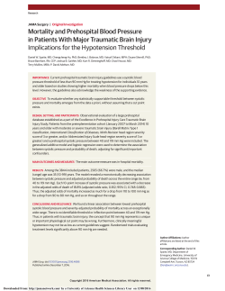 Mortality and Prehospital Blood Pressure in Patients With Major