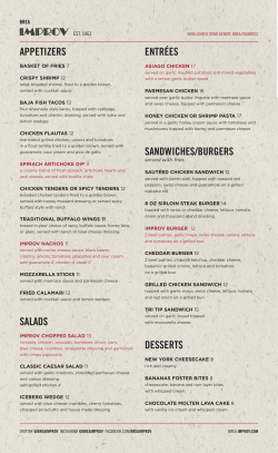 appetizers salads entr&eacute;es sandwiches/burgers desserts