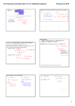 10.5 Factoring Trinomials with a LC of 1 Notebook.notebook