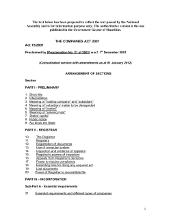 The Companies Act 2001