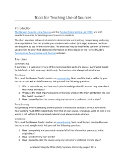 Tools for Teaching Use of Sources