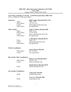 PHM 183F Basic IV Admixtures - College of Pharmacy