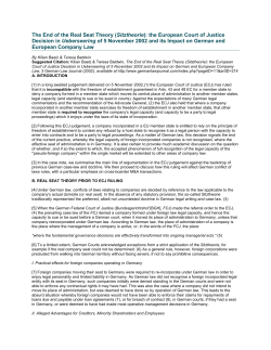 The End of the Real Seat Theory (Sitztheorie): the