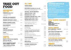 Take Out Menu