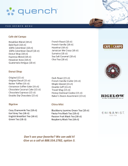 Quench Eco-Friendly POD Coffee Brewer Menu