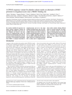 A GWAS sequence variant for platelet volume marks an alternative