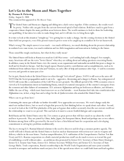 Let`s Go to the Moon and Mars Together