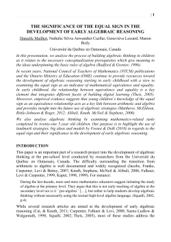 The significance of the equal sign in the development of early