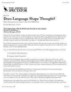 Does Language Shape Thought? - Center for the Study of