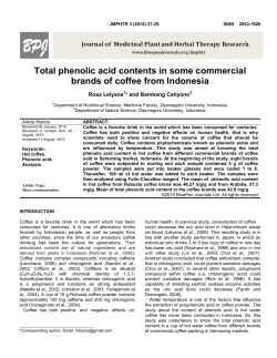 Total phenolic acid contents in some commercial brands of coffee