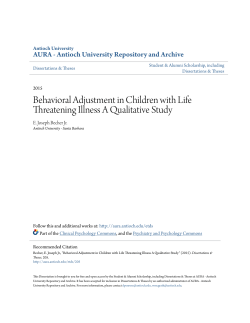 Behavioral Adjustment in Children with Life Threatening Illness A