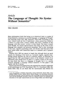 The Language of Thought: No Syntax Without Semantics