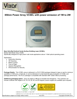 850nm Power Array VCSEL with power emission of 1W to 2W
