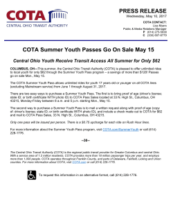 PRESS RELEASE COTA Summer Youth Passes Go On