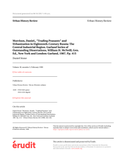 Morrison, Daniel., "Trading Peasants" and Urbanization in