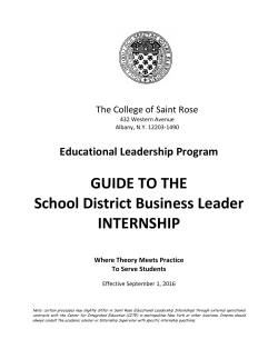 GUIDE TO THE School District Business Leader INTERNSHIP