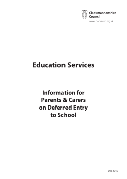 Information for Parents and Carers on Deferred Entry to School