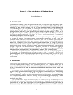 toward a characterization of modernist opera