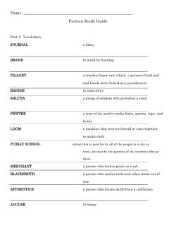 Puritan Study Guide - Wrentham Public Schools