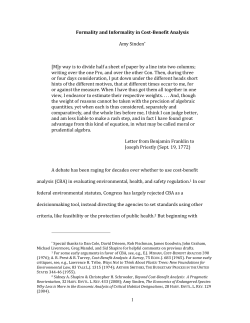 1 Formality and Informality in Cost-Benefit Analysis Amy Sinden* [M