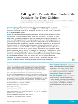 Talking With Parents About End-of-Life Decisions for