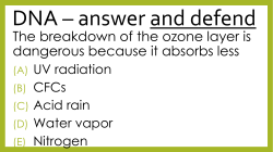 The breakdown of the ozone layer is dangerous because it absorbs